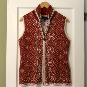 Icelandic Design orange and cream zip up vest.